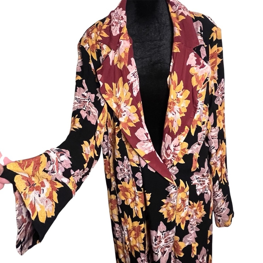 Free People We The Free Niya Floral Print Duster Jacket – Cranberry Combo (M) - Picture 5 of 12